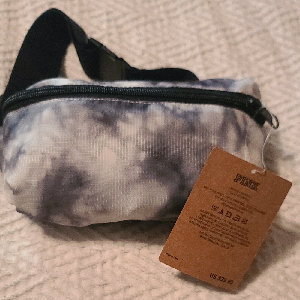 PINK Victoria's Secret Black and White Tie-Dye Fanny Pack